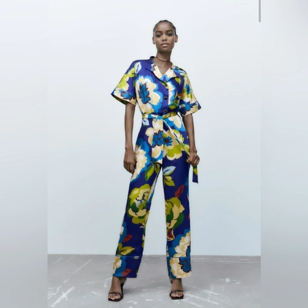 Zara‎ Belted Floral Print Jumpsuit
